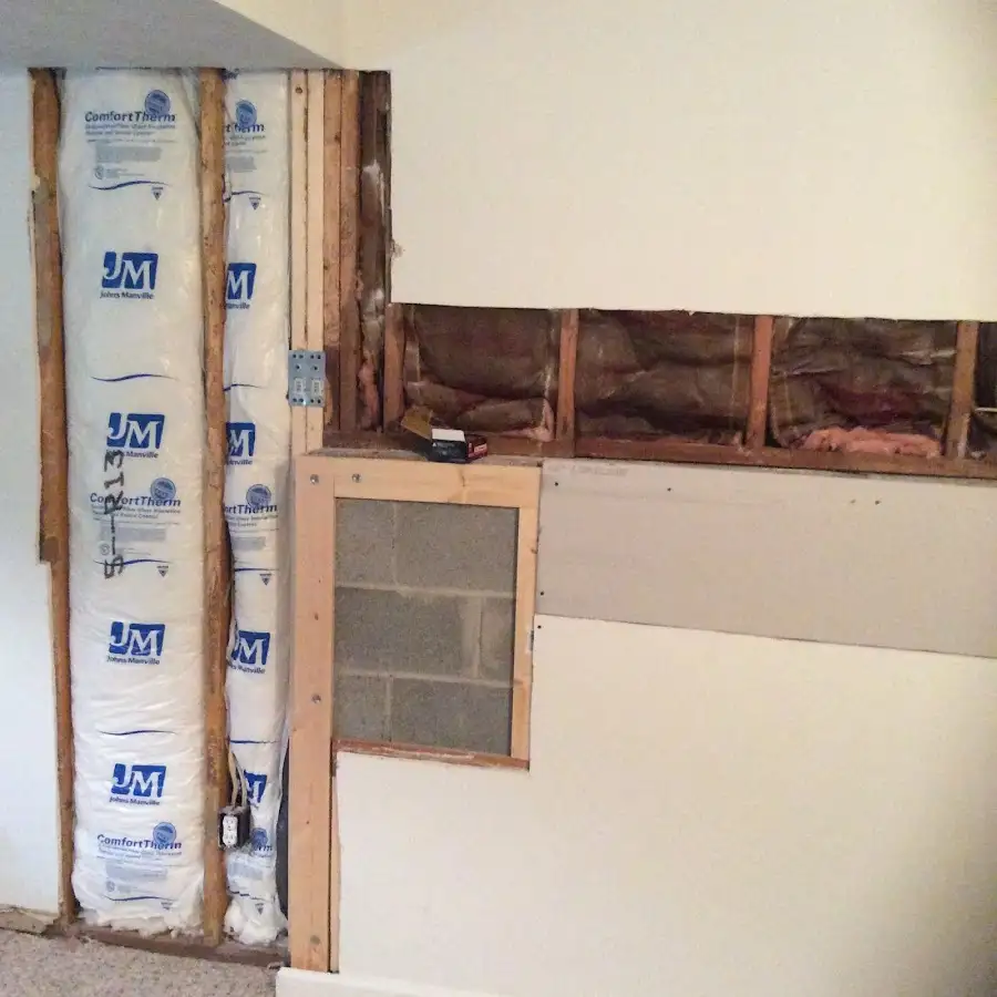 Wall insulation replacement during Basement Flood Cleanup in Deerfield